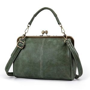 Handbag Leather Shoulder Bag Kiss Lock Top Handle Satchel Purse :|